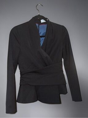 The Fold London asymmetric draped blazer wool blend size 8